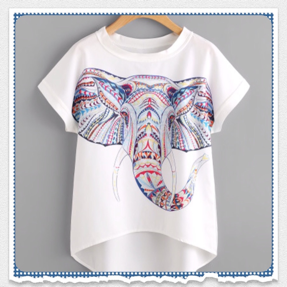 Aztec Print Elephant Tee